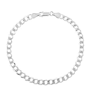 Made In Italian Sterling Silver Flat Cuban Chain Bracelet (8.00 In) 6 Grams