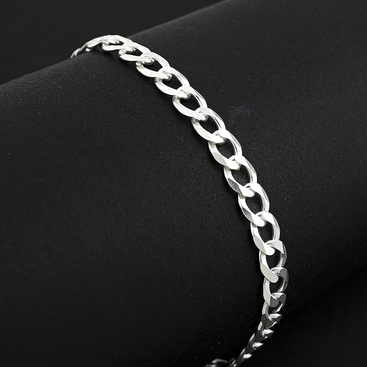 Made In Italian Sterling Silver Flat Cuban Chain Bracelet (8.00 In) 6 Grams image number 1