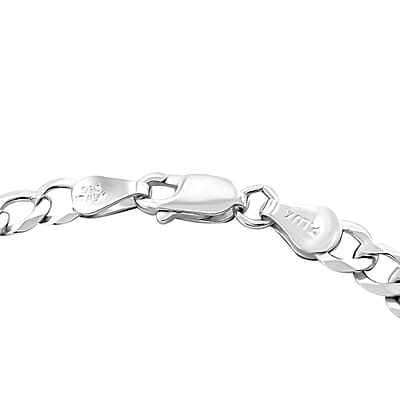 Made In Italian Sterling Silver Flat Cuban Chain Bracelet (8.00 In) 6 Grams
