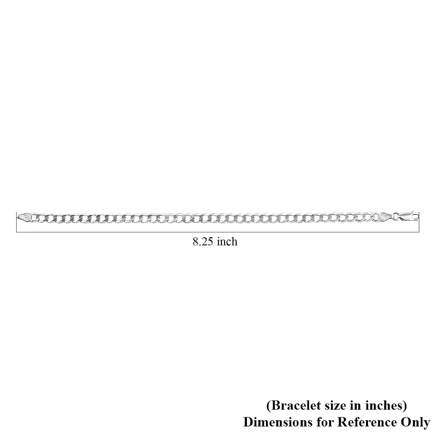 Made In Italian Sterling Silver Flat Cuban Chain Bracelet (8.00 In) 6 Grams