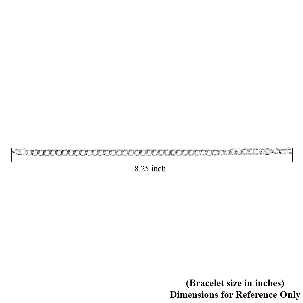 Made In Italian Sterling Silver Flat Cuban Chain Bracelet (8.00 In) 6 Grams image number 3