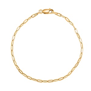 Made In Italian 14K YG Over Sterling Silver Paper Clip Chain Bracelet (7.00 In) 1.75 Grams