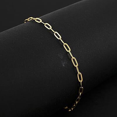 Made In Italian 14K YG Over Sterling Silver Paper Clip Chain Bracelet (7.00 In) 1.75 Grams