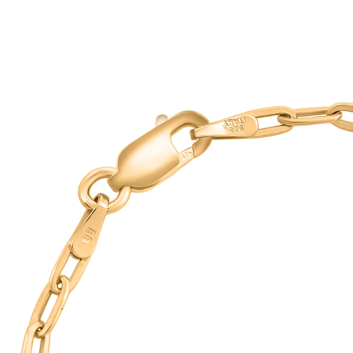 Made In Italian 14K YG Over Sterling Silver Paper Clip Chain Bracelet (7.00 In) 1.75 Grams image number 3