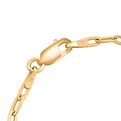 Made In Italian 14K YG Over Sterling Silver Paper Clip Chain Bracelet (7.00 In) 1.75 Grams