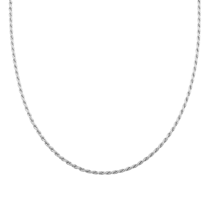 Made In Italian Sterling Silver Rope Chain Necklace (16 Inches) (7.6 g)