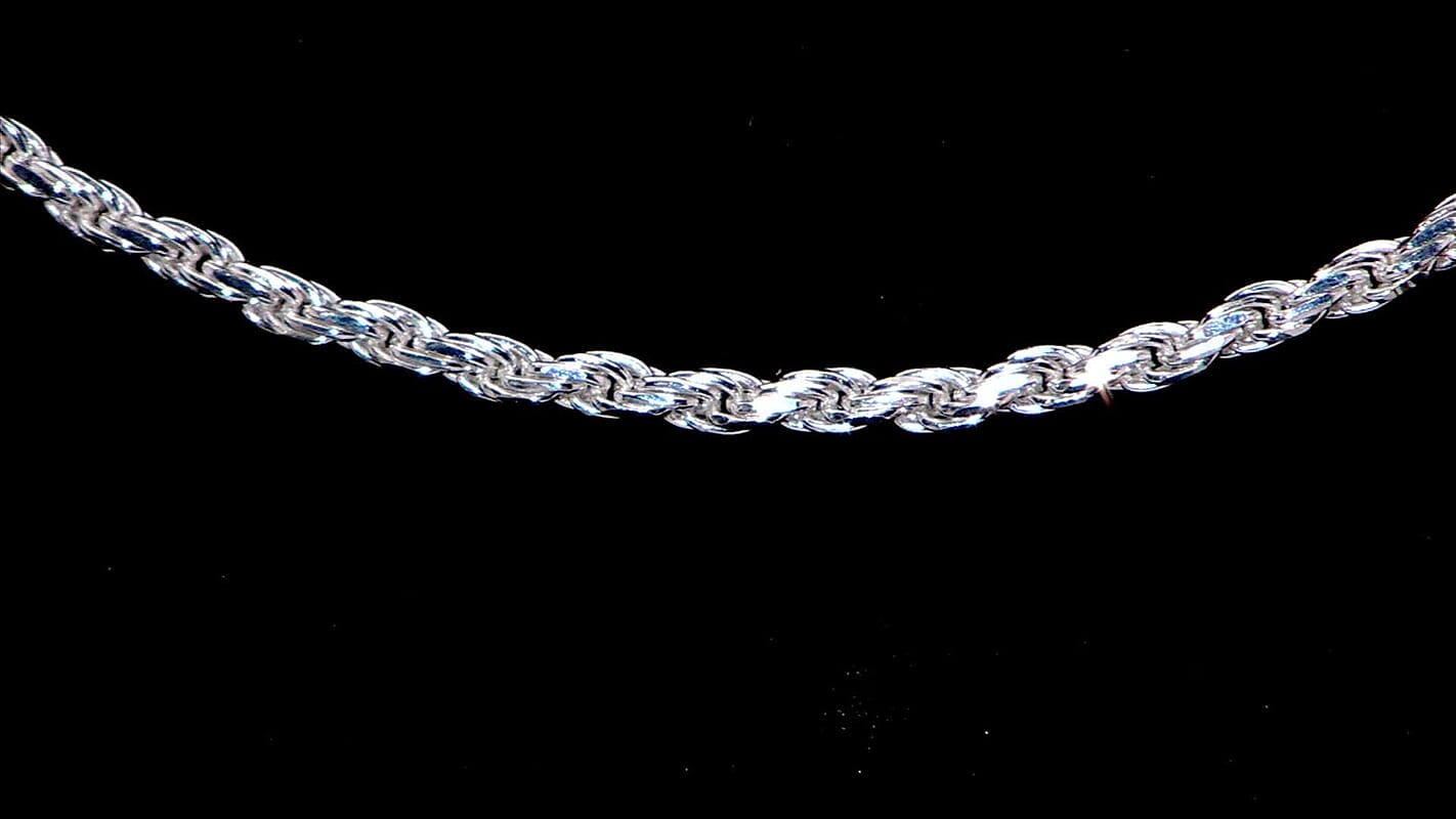 Made In Italian Sterling Silver Rope Chain Necklace (16 Inches) (7.6 g)