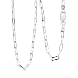 Made In Italy Sterling Silver Paper Clip Chain Necklace (16 Inches) (5.3 g)