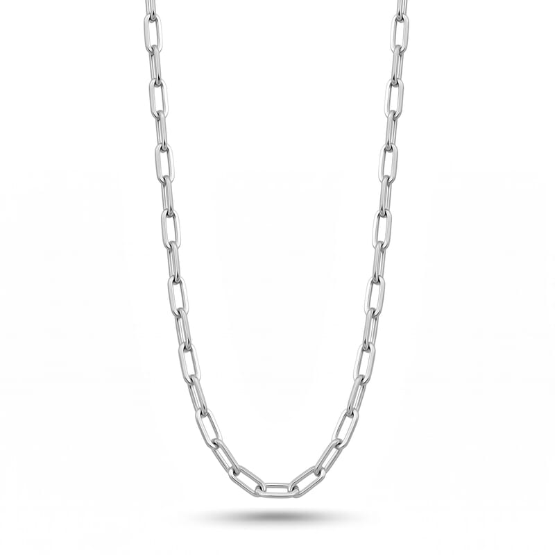 Made In Italy Sterling Silver Paper Clip Chain Necklace (16 Inches) (5.3 g)