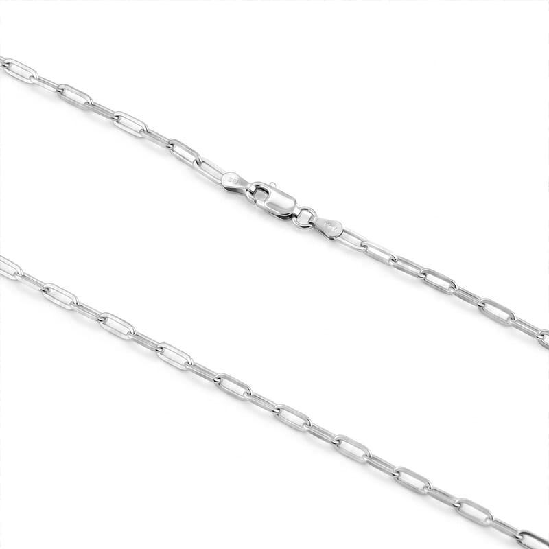 Made In Italy Sterling Silver Paper Clip Chain Necklace (16 Inches) (5.3 g)