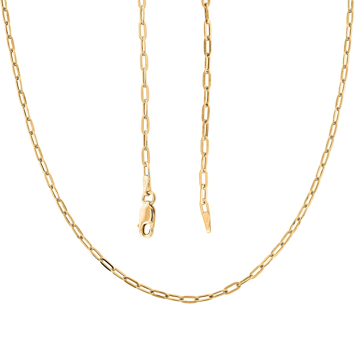 Made In Italian 14K YG Over Sterling Silver Paper Clip Chain Necklace 3.40 Grams 16 Inches image number 2