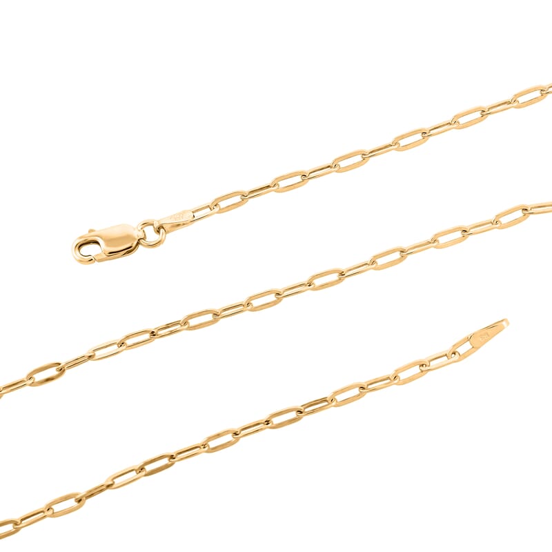 Made In Italian 14K YG Over Sterling Silver Paper Clip Chain Necklace 3.40 Grams 16 Inches