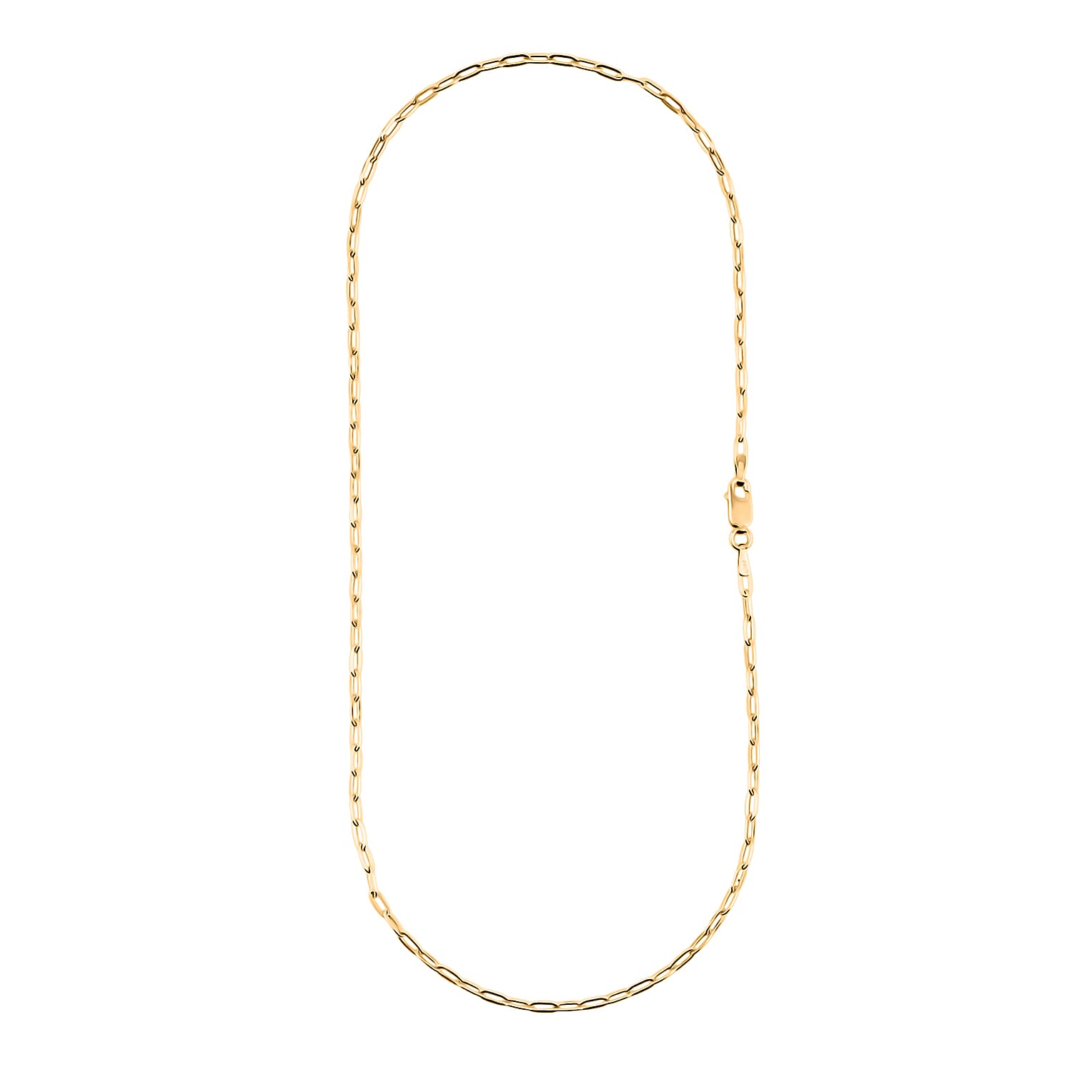 Made In Italian 14K YG Over Sterling Silver Paper Clip Chain Necklace 3.40 Grams 16 Inches