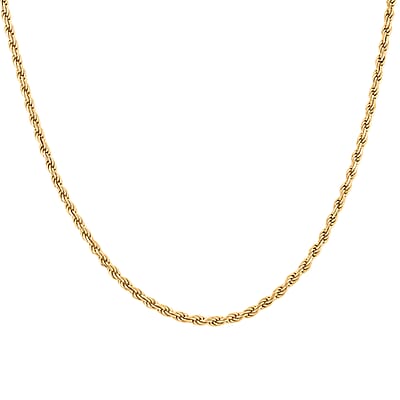 Made In Italian 14K YG Over Sterling Silver Rope Chain Necklace 8 Grams 16 Inches