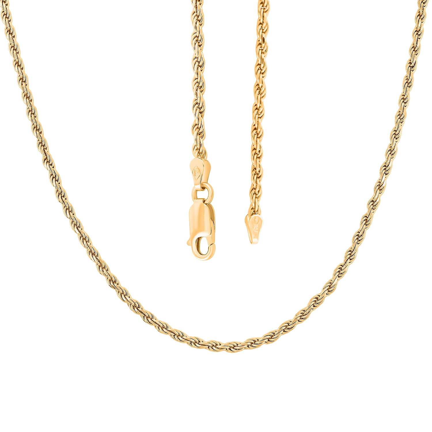 Made In Italian 14K YG Over Sterling Silver Rope Chain Necklace 8 Grams 16 Inches