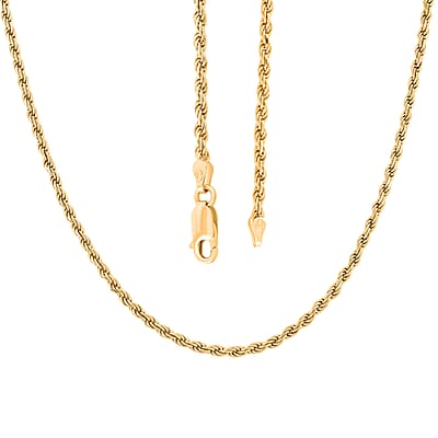 Made In Italian 14K YG Over Sterling Silver Rope Chain Necklace 8 Grams 16 Inches