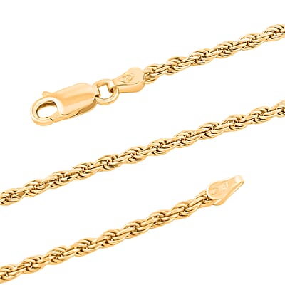 Made In Italian 14K YG Over Sterling Silver Rope Chain Necklace 8 Grams 16 Inches