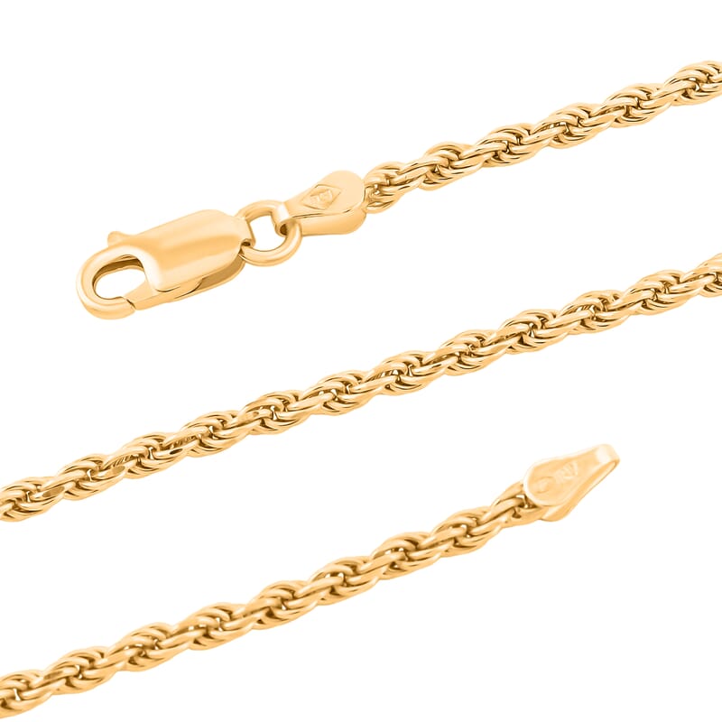Made In Italian 14K YG Over Sterling Silver Rope Chain Necklace 8 Grams 16 Inches