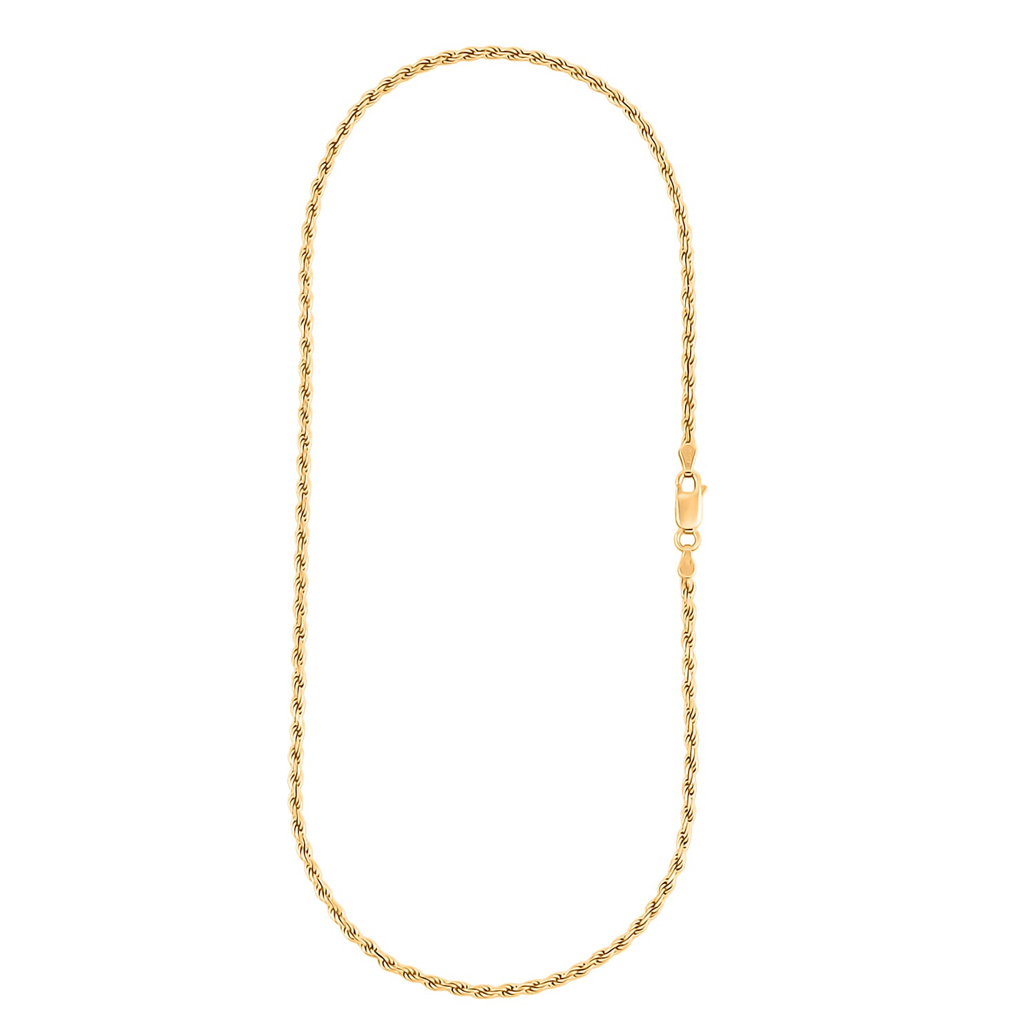 Made In Italian 14K YG Over Sterling Silver Rope Chain Necklace 8 Grams 16 Inches