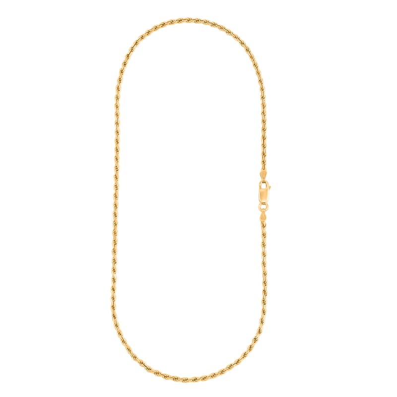 Made In Italian 14K YG Over Sterling Silver Rope Chain Necklace 8 Grams 16 Inches