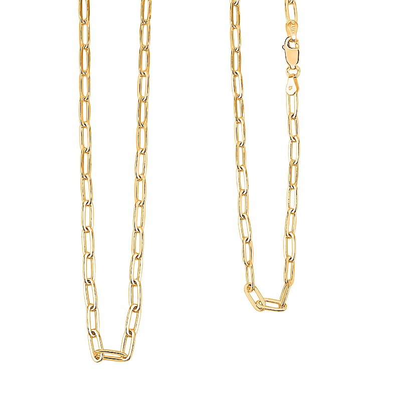 Italian Paperclip Chain Necklace in 14K Yellow Gold Over Sterling Silver (20 Inches) 5.9 Grams