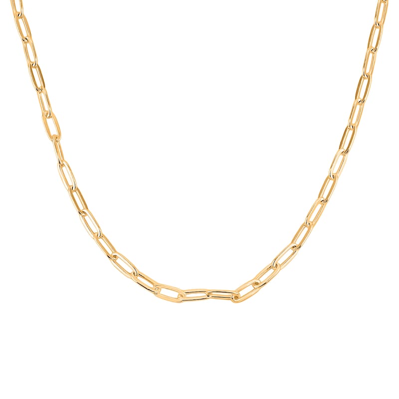 Italian Paperclip Chain Necklace in 14K Yellow Gold Over Sterling Silver (20 Inches) 5.9 Grams