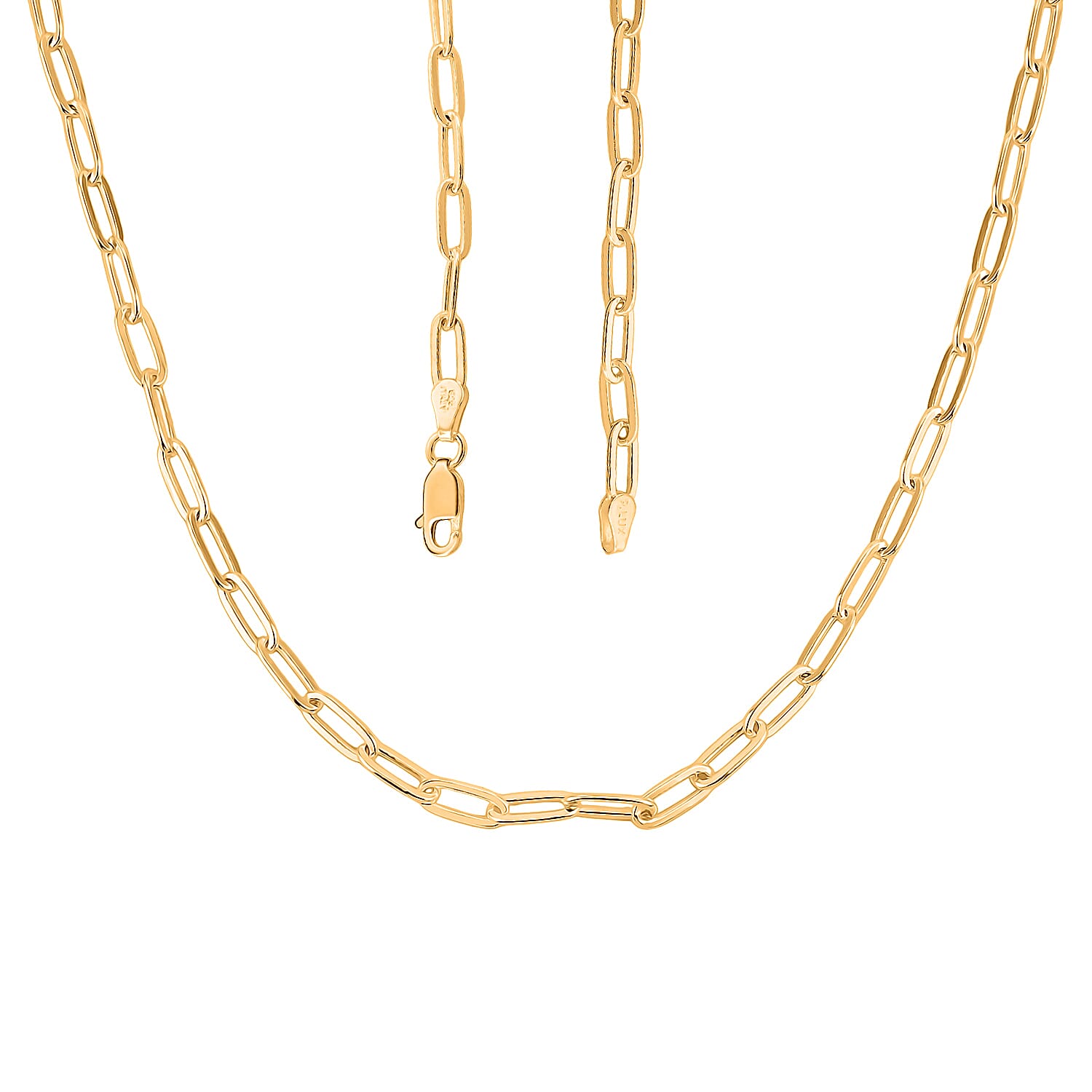 Italian Paperclip Chain Necklace in 14K Yellow Gold Over Sterling Silver (20 Inches) 5.9 Grams