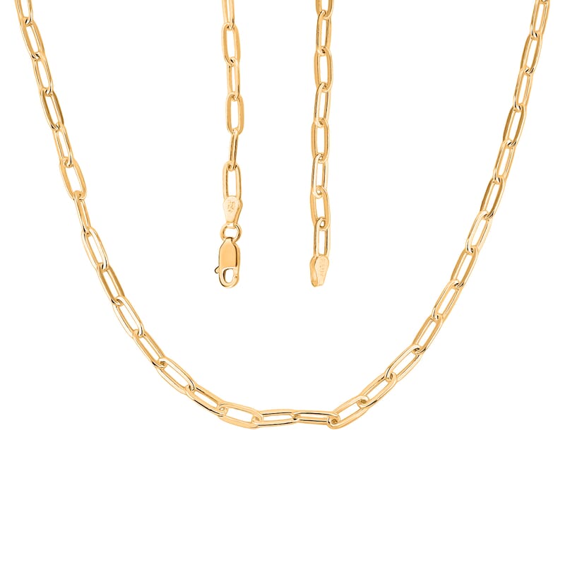 Italian Paperclip Chain Necklace in 14K Yellow Gold Over Sterling Silver (22 Inches) 6.2 Grams