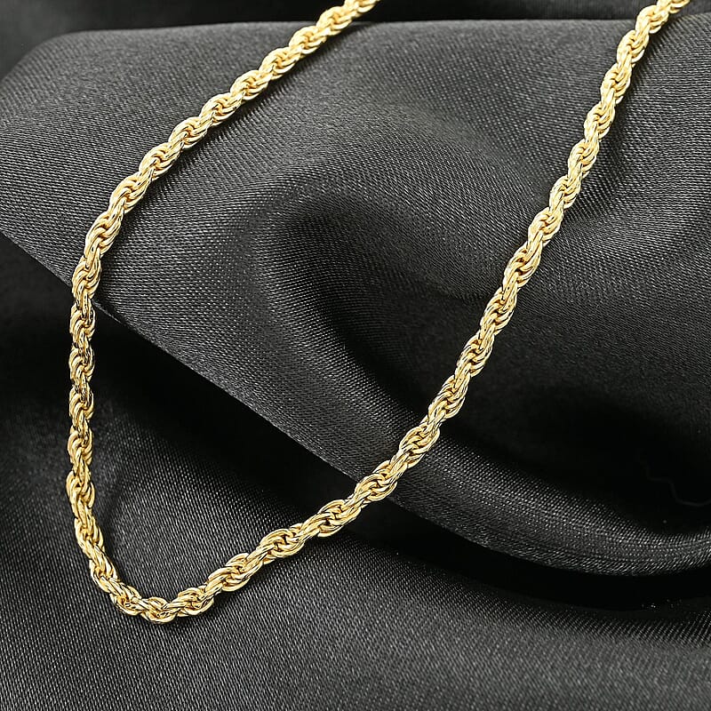 Made In Italian 14K YG Over Sterling Silver Rope Chain Necklace (22 Inches) (10.8 g)