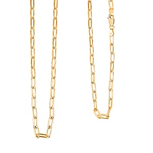 Italian Paperclip Chain Necklace in 14K Yellow Gold Over Sterling Silver (24 Inches) 6.9 Grams