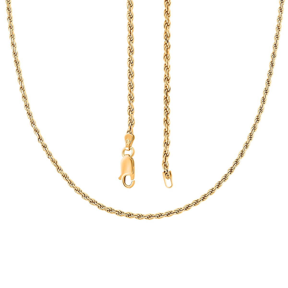 Made In Italian 14K Yellow Gold Over Sterling Silver Rope Chain Necklace 24 Inches 11.6 Grams image number 2