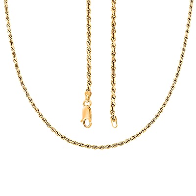 Made In Italian 14K Yellow Gold Over Sterling Silver Rope Chain Necklace 24 Inches 11.6 Grams