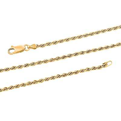 Made In Italian 14K Yellow Gold Over Sterling Silver Rope Chain Necklace 24 Inches 11.6 Grams