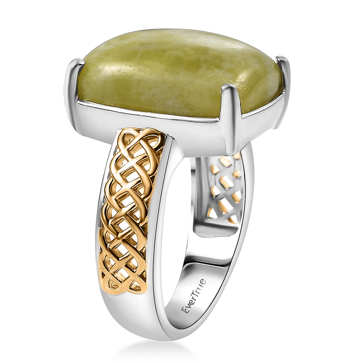 EverTrue Connemara Marble 12.20 ctw Celtic Knotwork Ring in 18K YG Plated and Platinum Bond (Size 10.0)  image number 3