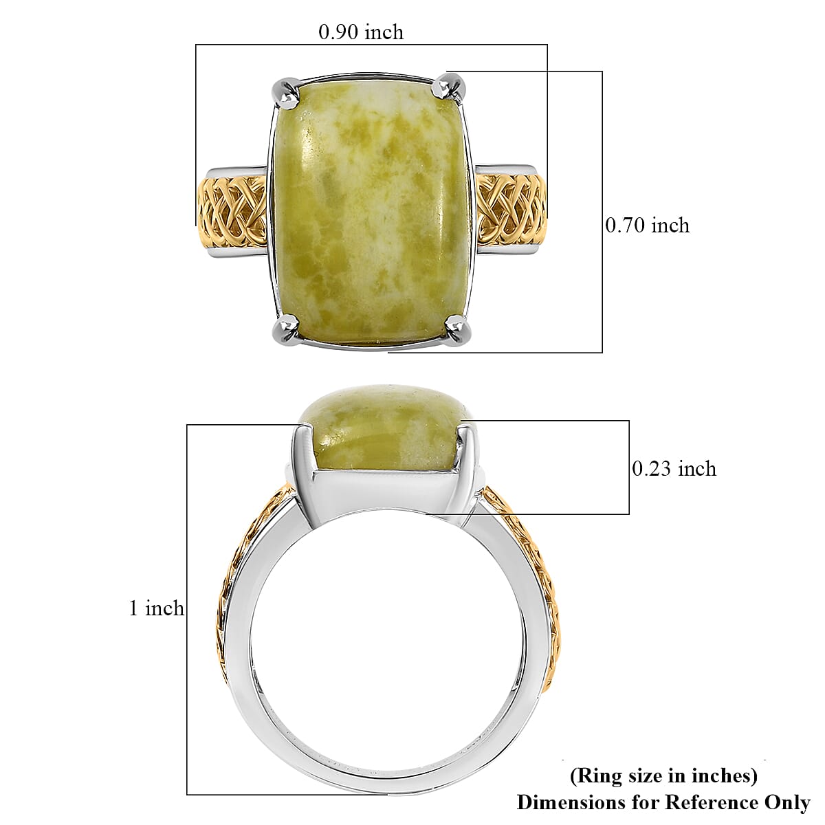 EverTrue Connemara Marble 12.20 ctw Celtic Knotwork Ring in 18K YG Plated and Platinum Bond (Size 6.0)  image number 5