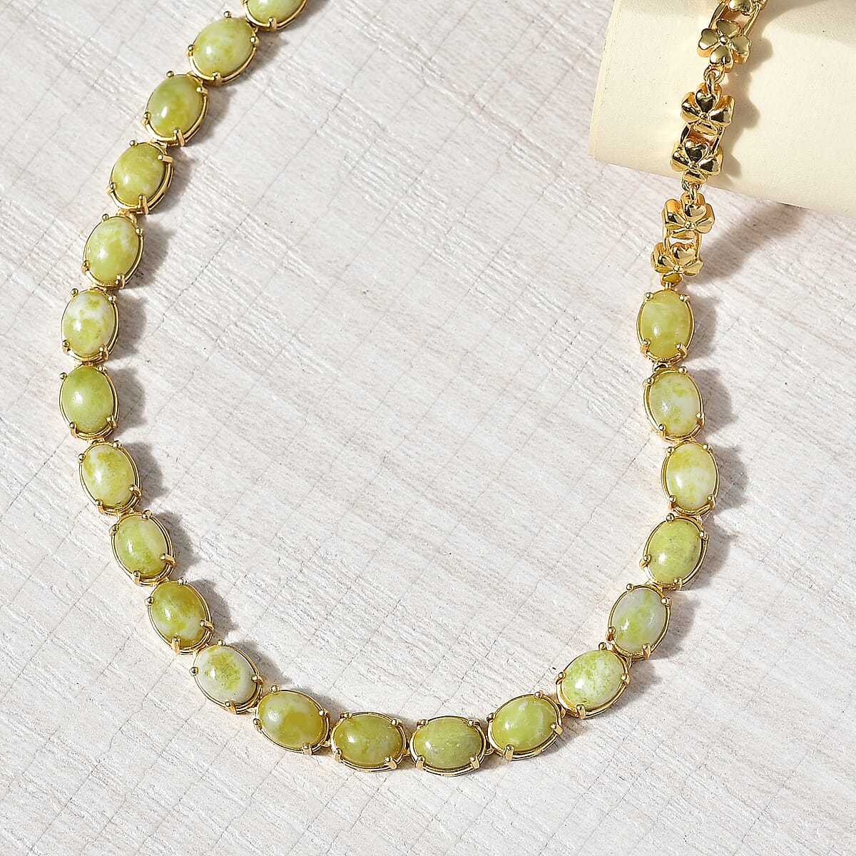 EverTrue Connemara Marble 28.50 ctw Irish Blessing Clover Leaf Necklace in 18K YG Plated 18 Inches image number 1