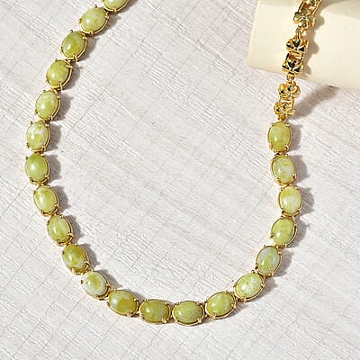 EverTrue Connemara Marble 28.50 ctw Irish Blessing Clover Leaf Necklace in 18K YG Plated 18 Inches