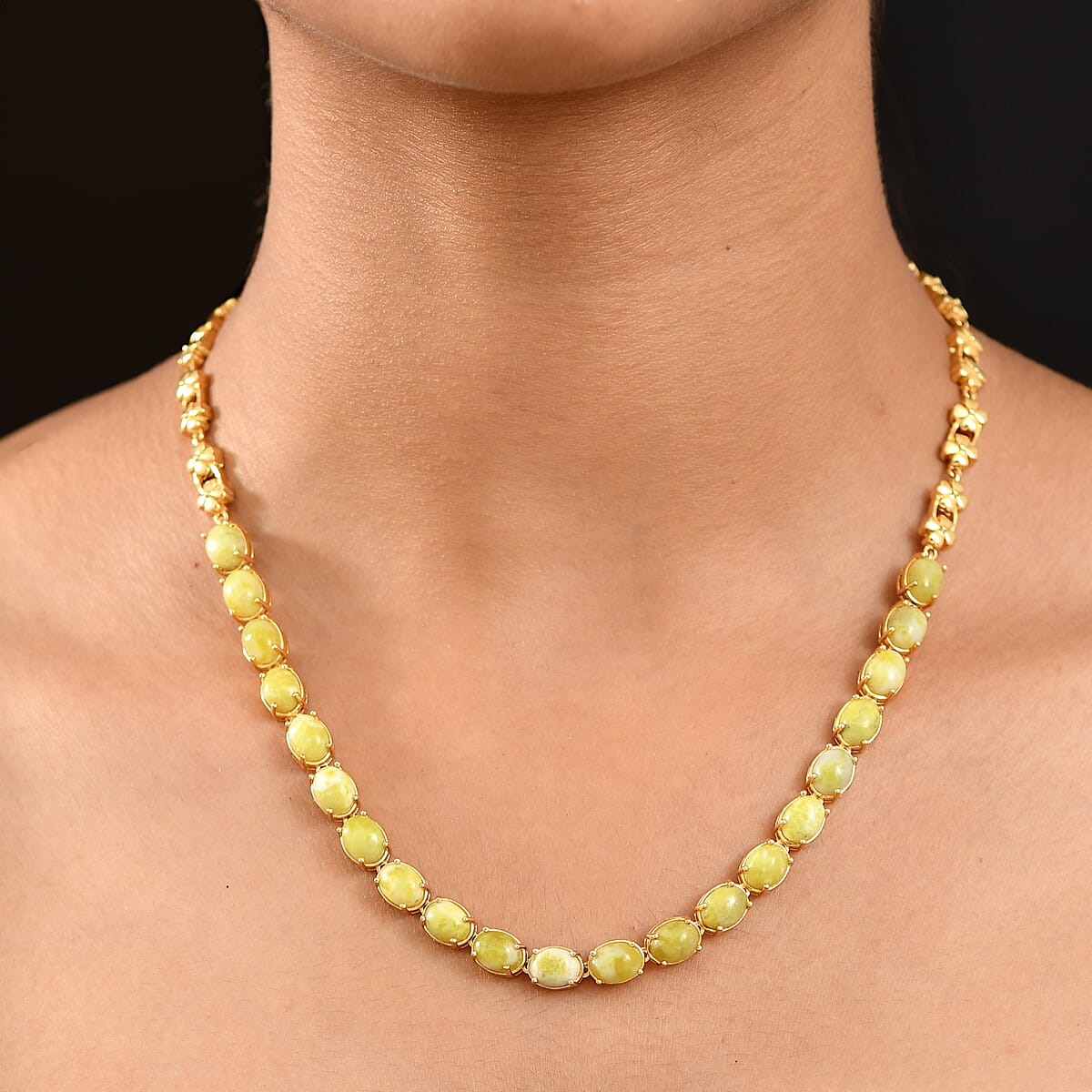 EverTrue Connemara Marble 28.50 ctw Irish Blessing Clover Leaf Necklace in 18K YG Plated 18 Inches image number 2