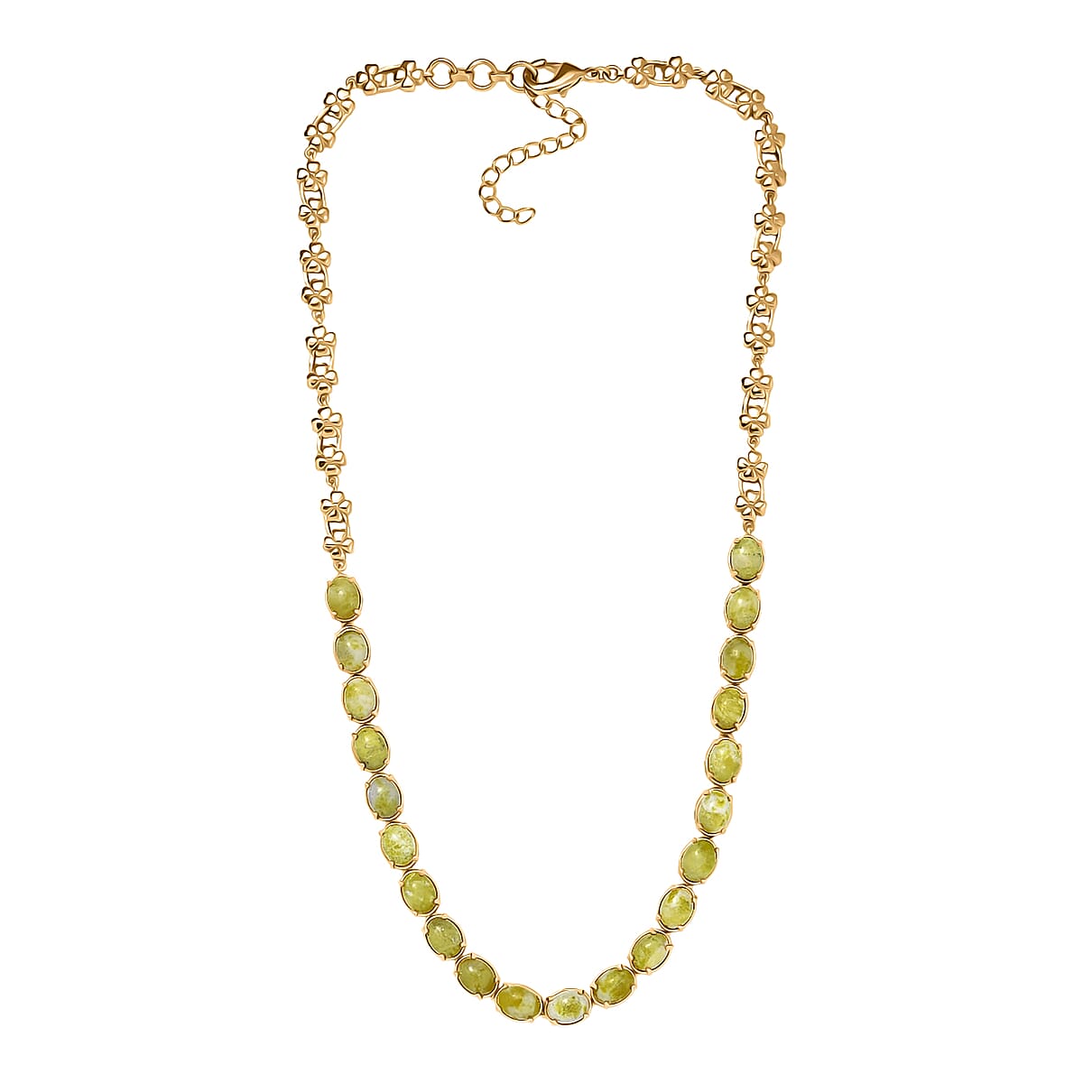 EverTrue Connemara Marble 28.50 ctw Irish Blessing Clover Leaf Necklace in 18K YG Plated 18 Inches image number 3