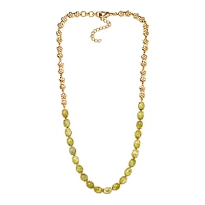 EverTrue Connemara Marble 28.50 ctw Irish Blessing Clover Leaf Necklace in 18K YG Plated 18 Inches