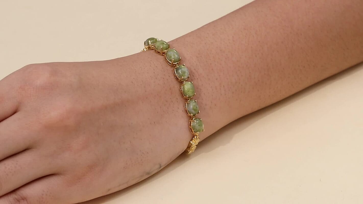 EverTrue Connemara Marble 9.35 ctw Bracelet in 18K YG Plated (7.25 In)