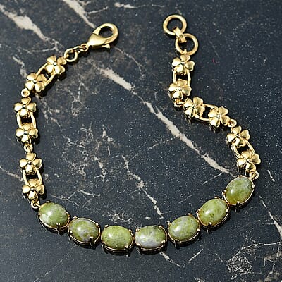 EverTrue Connemara Marble Irish Bracelet in 18K YG Plated 9.35 ctw (7.25 Inches)