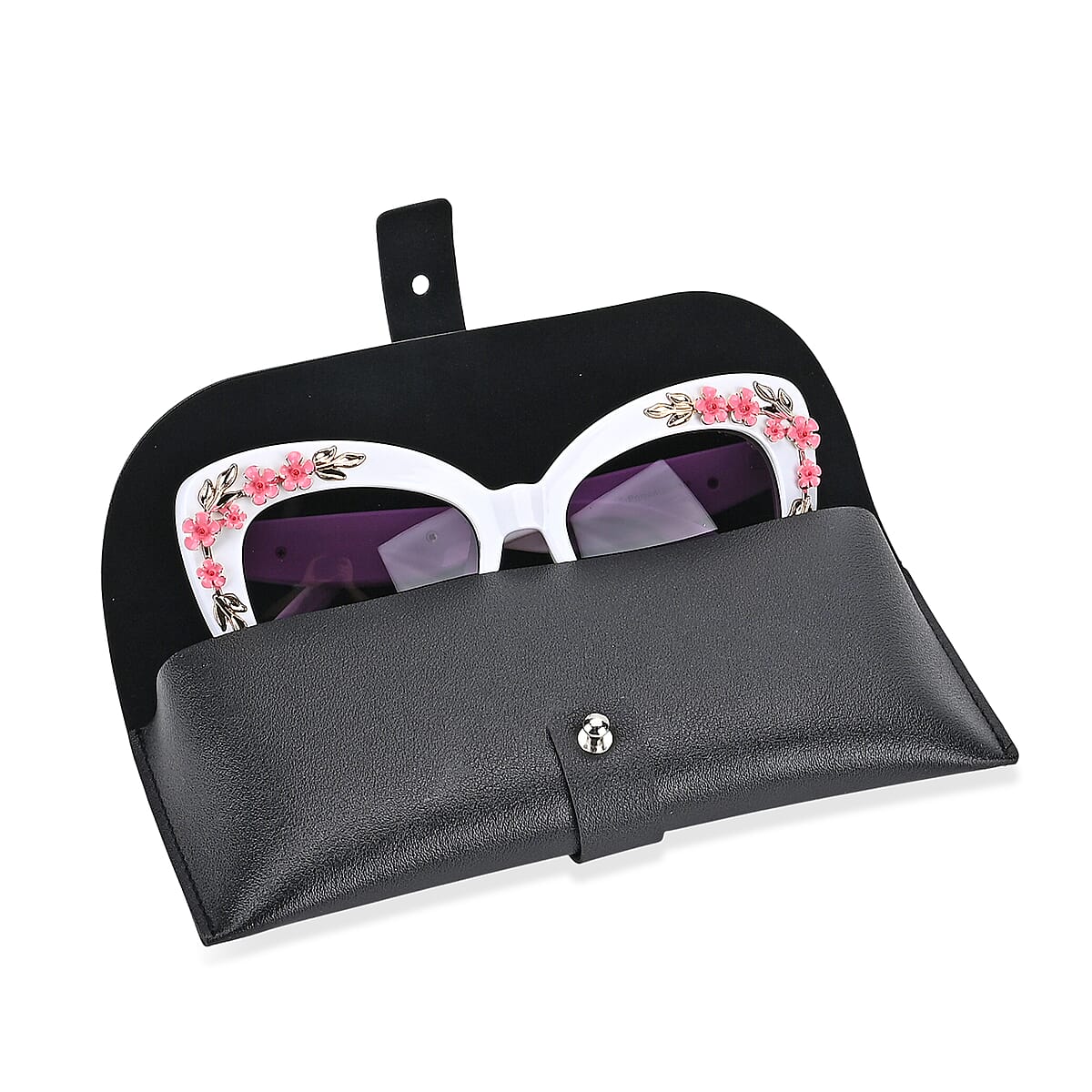 Gray UV400 Sunglasses with White Frame image number 3