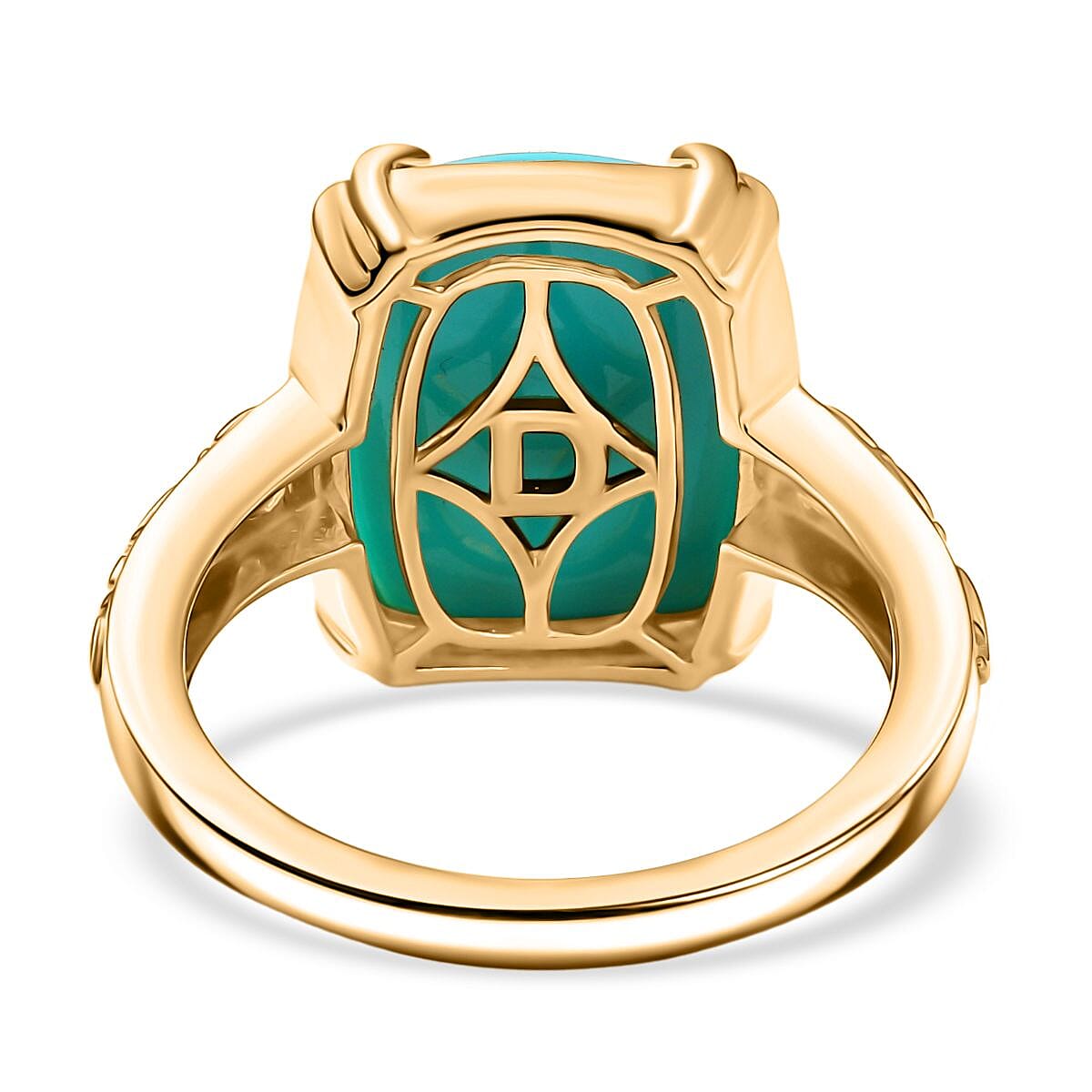 D'Joy Sleeping Beauty Turquoise and White Diamond 6.99 ctw Ring in 18K Vermeil Yellow Gold Over Sterling Silver (Size 9.0)