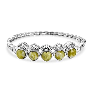 EverTrue Connemara Marble 14.65 ctw Claddagh Bangle Bracelet in Platinum Bond (7.25 In)