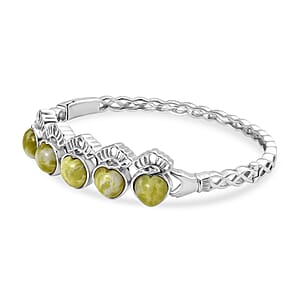 EverTrue Connemara Marble 14.65 ctw Guardian Claddagh Bangle Bracelet in Platinum Bond (7.25 In)