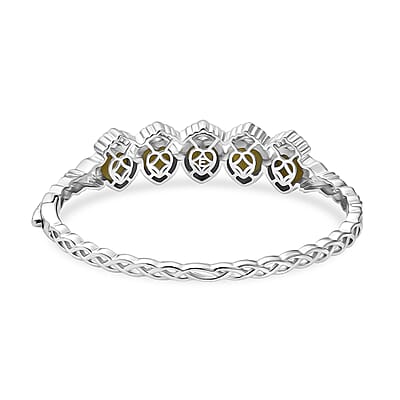 EverTrue Connemara Marble 14.65 ctw Guardian Claddagh Bangle Bracelet in Platinum Bond (7.25 In)