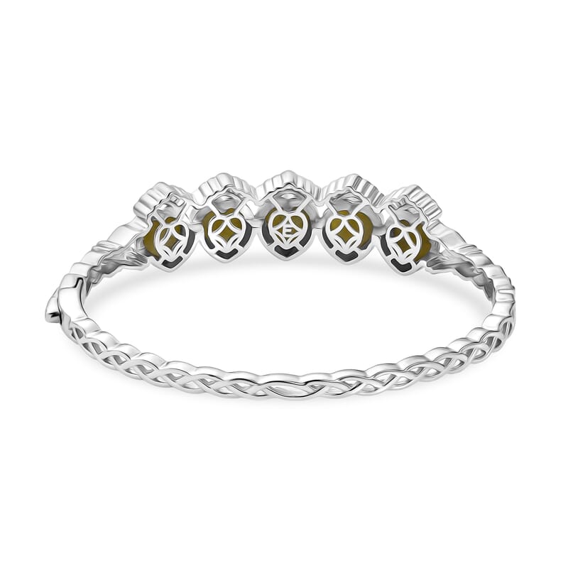 EverTrue Connemara Marble 14.65 ctw Guardian Claddagh Bangle Bracelet in Platinum Bond (7.25 In)