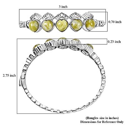 EverTrue Connemara Marble 14.65 ctw Guardian Claddagh Bangle Bracelet in Platinum Bond (7.25 In)