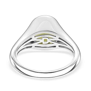 D'Joy Peridot and Moisaanite 3.66 ctw Ring in Rhodium Over Sterling Silver (Size 5.5)